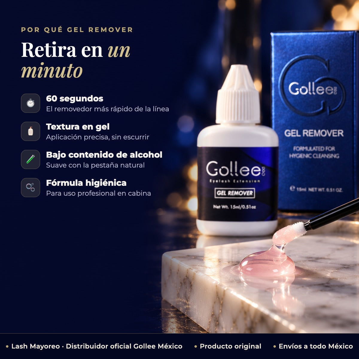Gel Removedor de Pestañas Gollee — beneficios | Lash Mayoreo