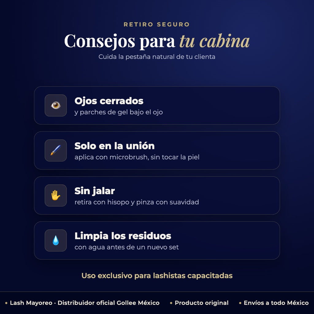 Gel Removedor de Pestañas Gollee — consejos | Lash Mayoreo