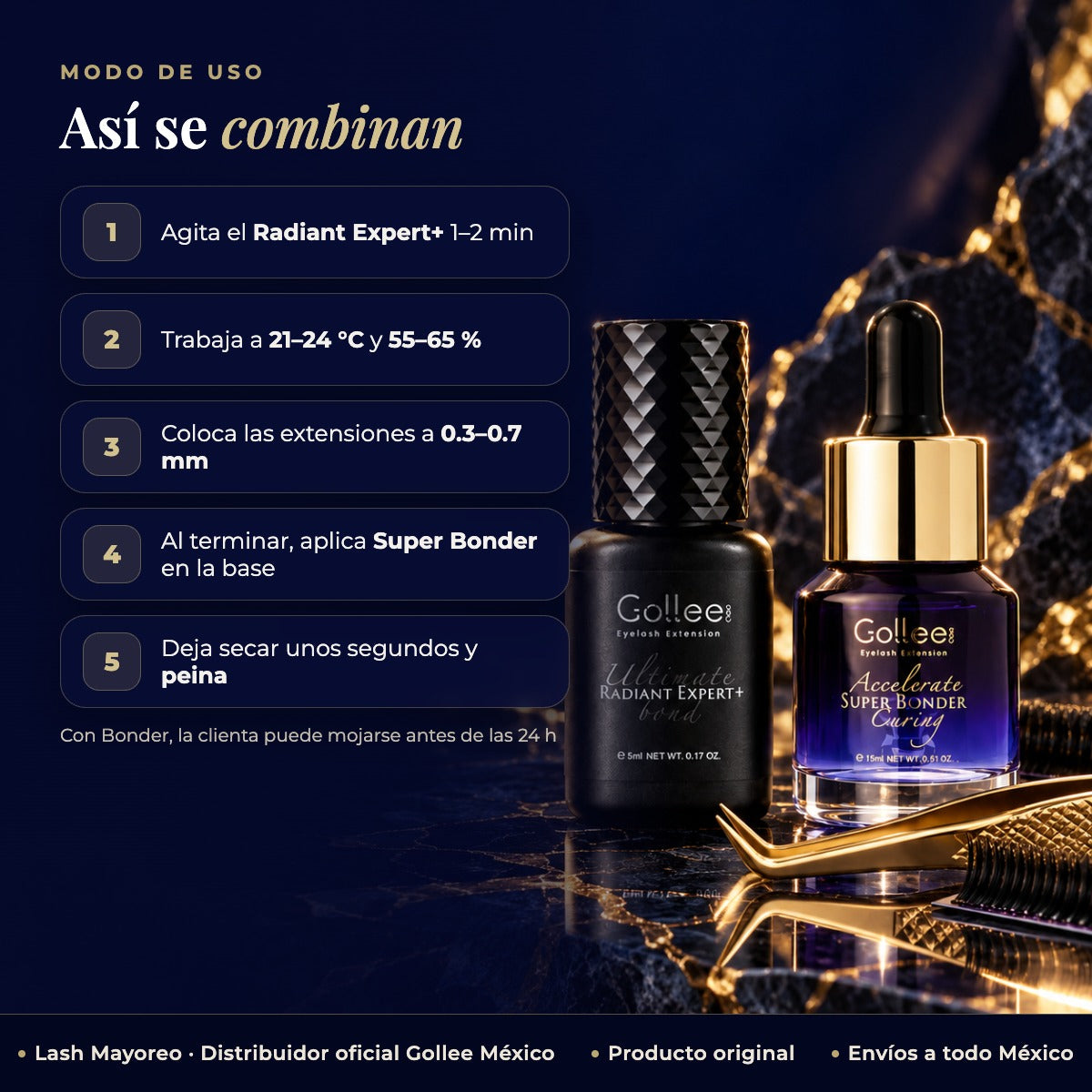 Adhesivo Radiant Expert Y Super Bonder – Extensión de Pestañas — modo de uso | Lash Mayoreo