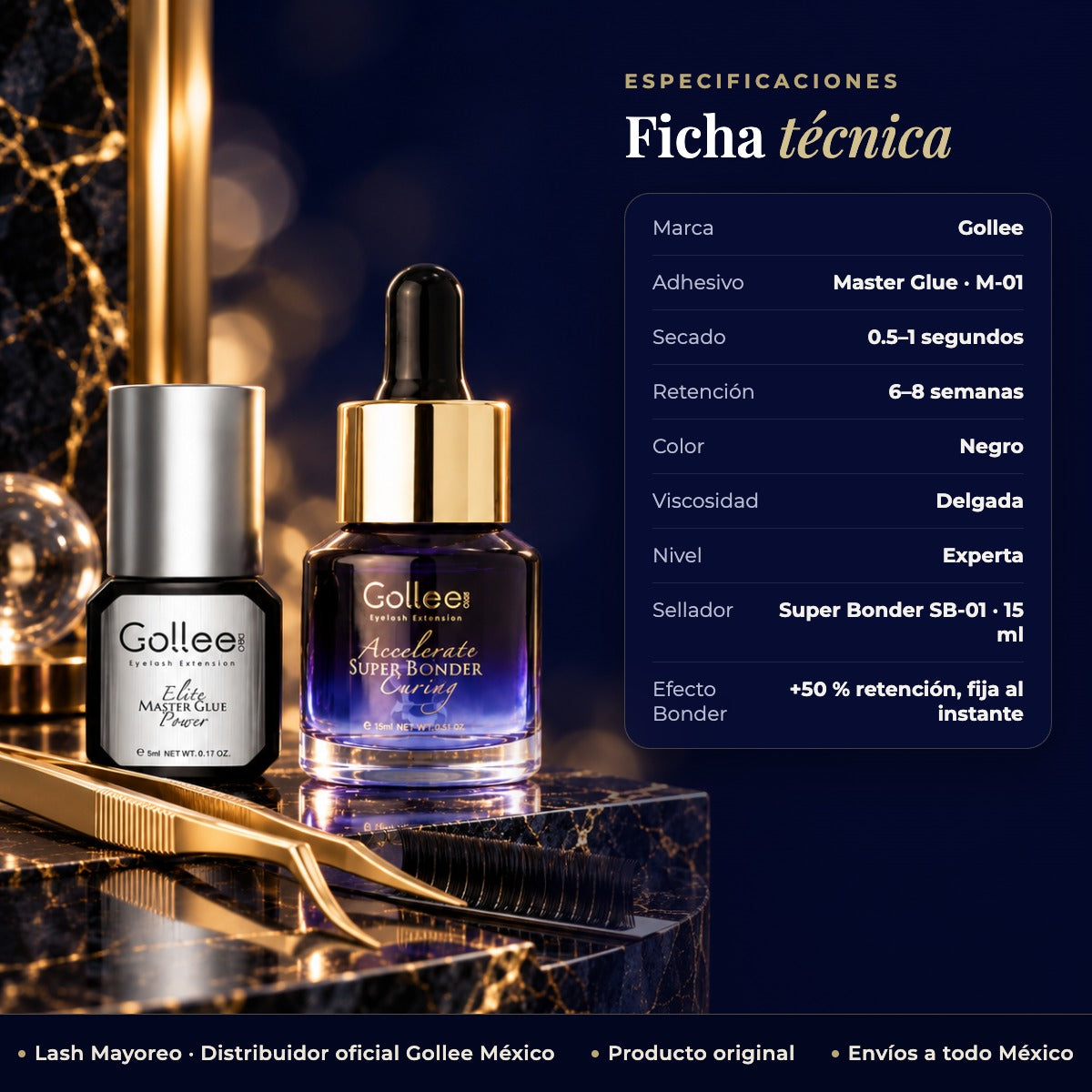 Adhesivo Master Elite Y Super Bonder – Extensiones de Pestañas — ficha | Lash Mayoreo