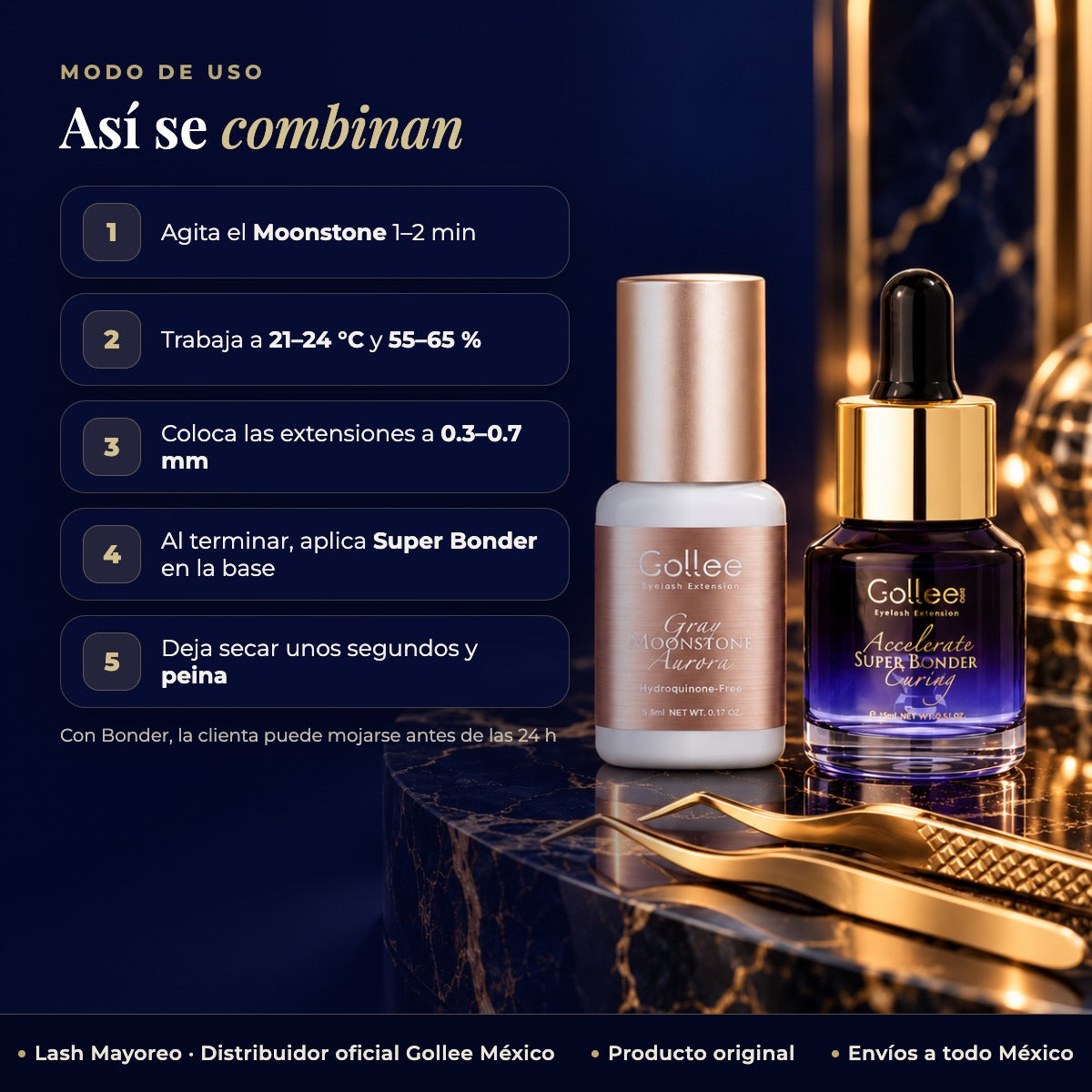 Adhesivo Moonstone Y Super Bonder — modo de uso | Lash Mayoreo