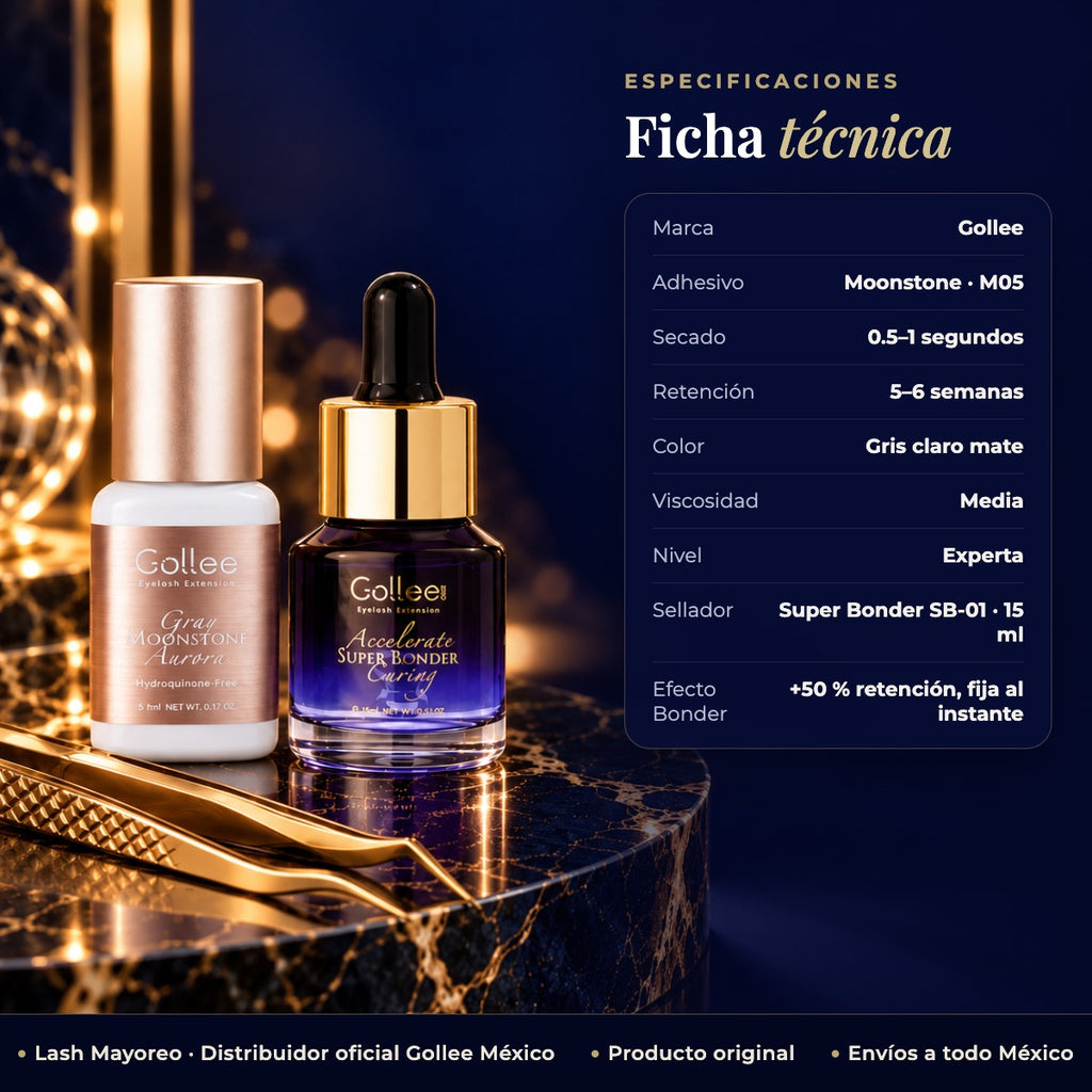 Adhesivo Moonstone Y Super Bonder — ficha | Lash Mayoreo