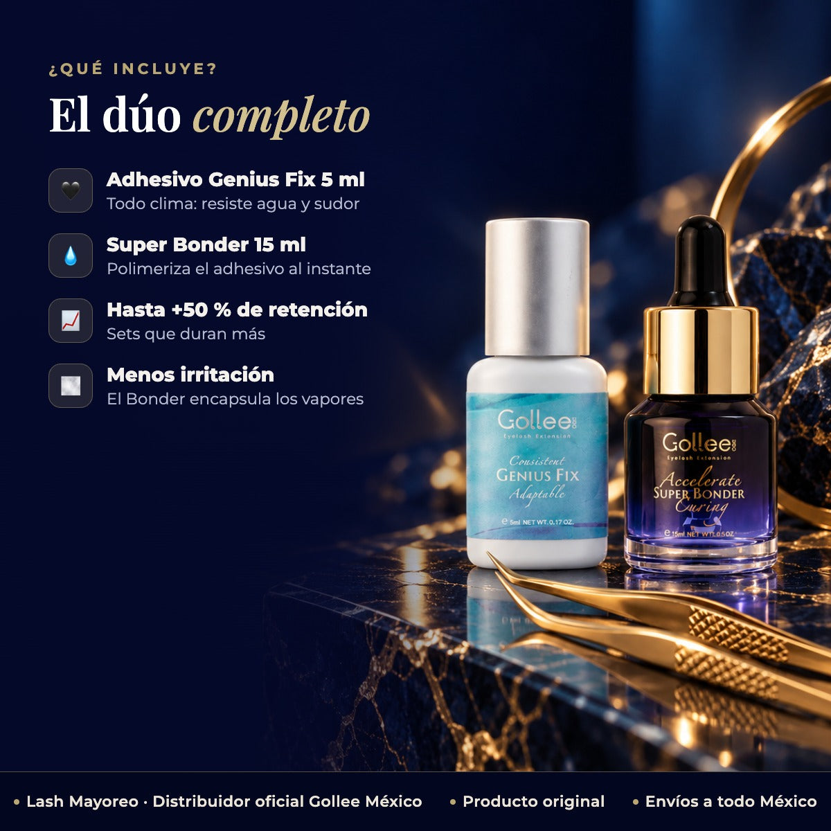 Adhesivo Gollee Fix Y Super Bonder — beneficios | Lash Mayoreo