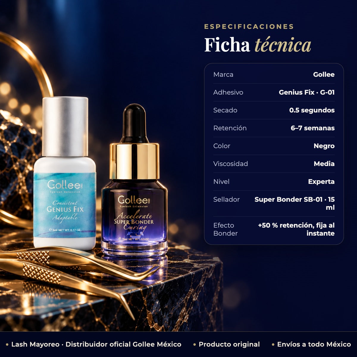 Adhesivo Gollee Fix Y Super Bonder — ficha | Lash Mayoreo