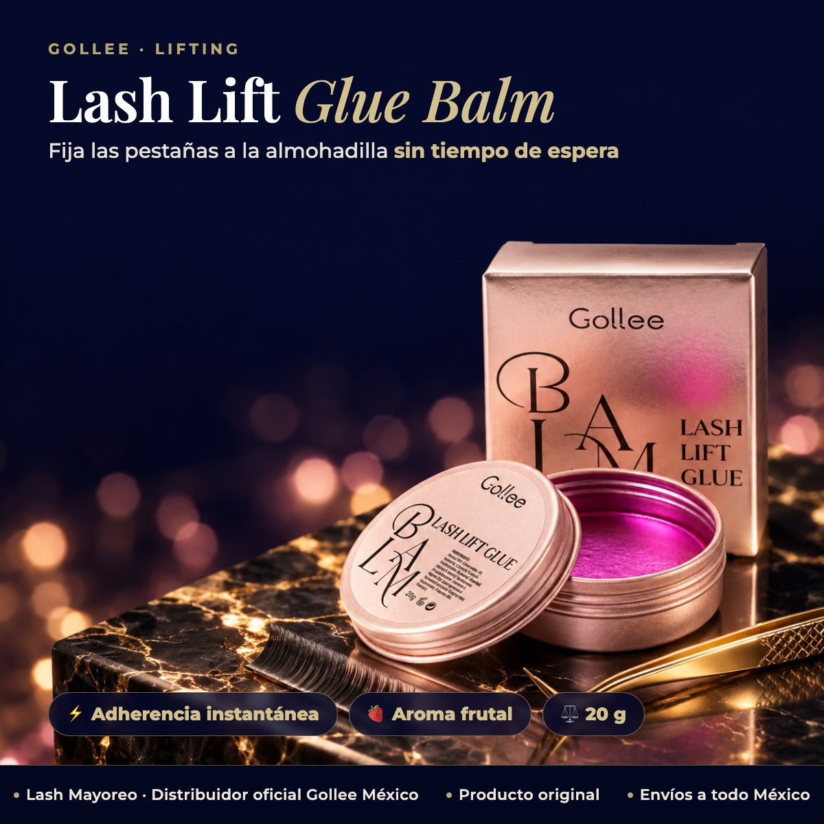 Bálsamo Glue para lifting de pestañas Gollee — hero | Lash Mayoreo