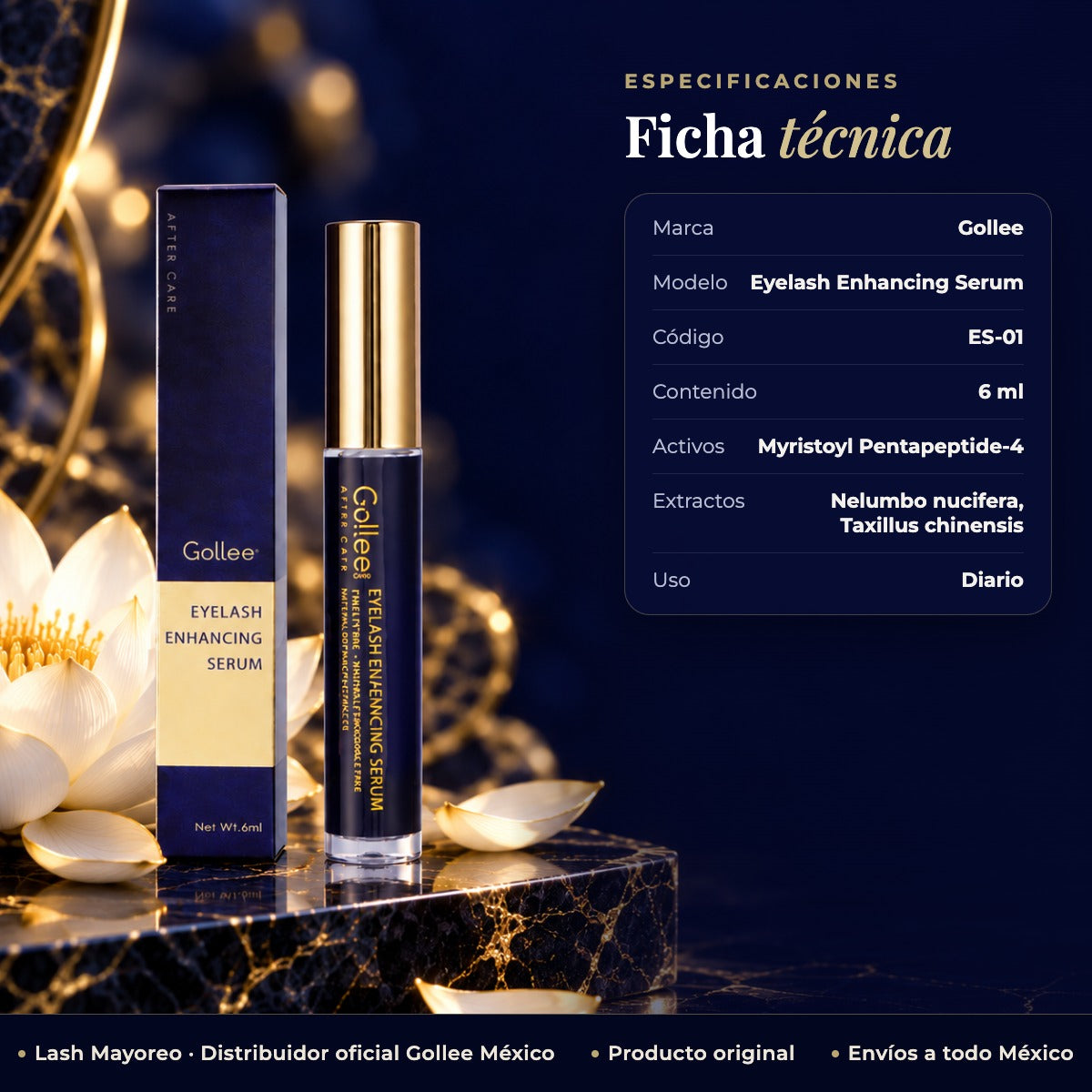 Suero Fortalecedor De Pestañas Gollee Eyelash Serum 6ml — ficha | Lash Mayoreo