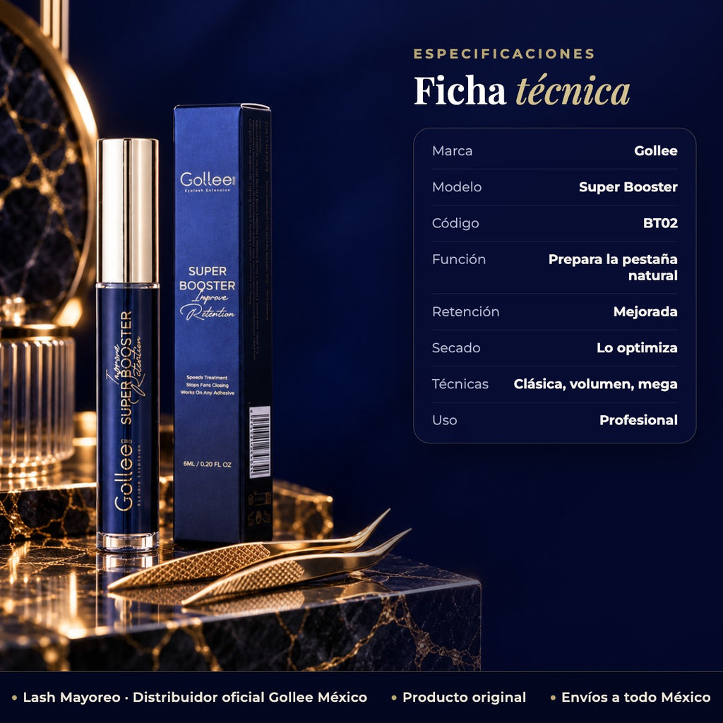 Acelerador De Adhesivo De Extensiones Super Booster Gollee C Negro — ficha | Lash Mayoreo