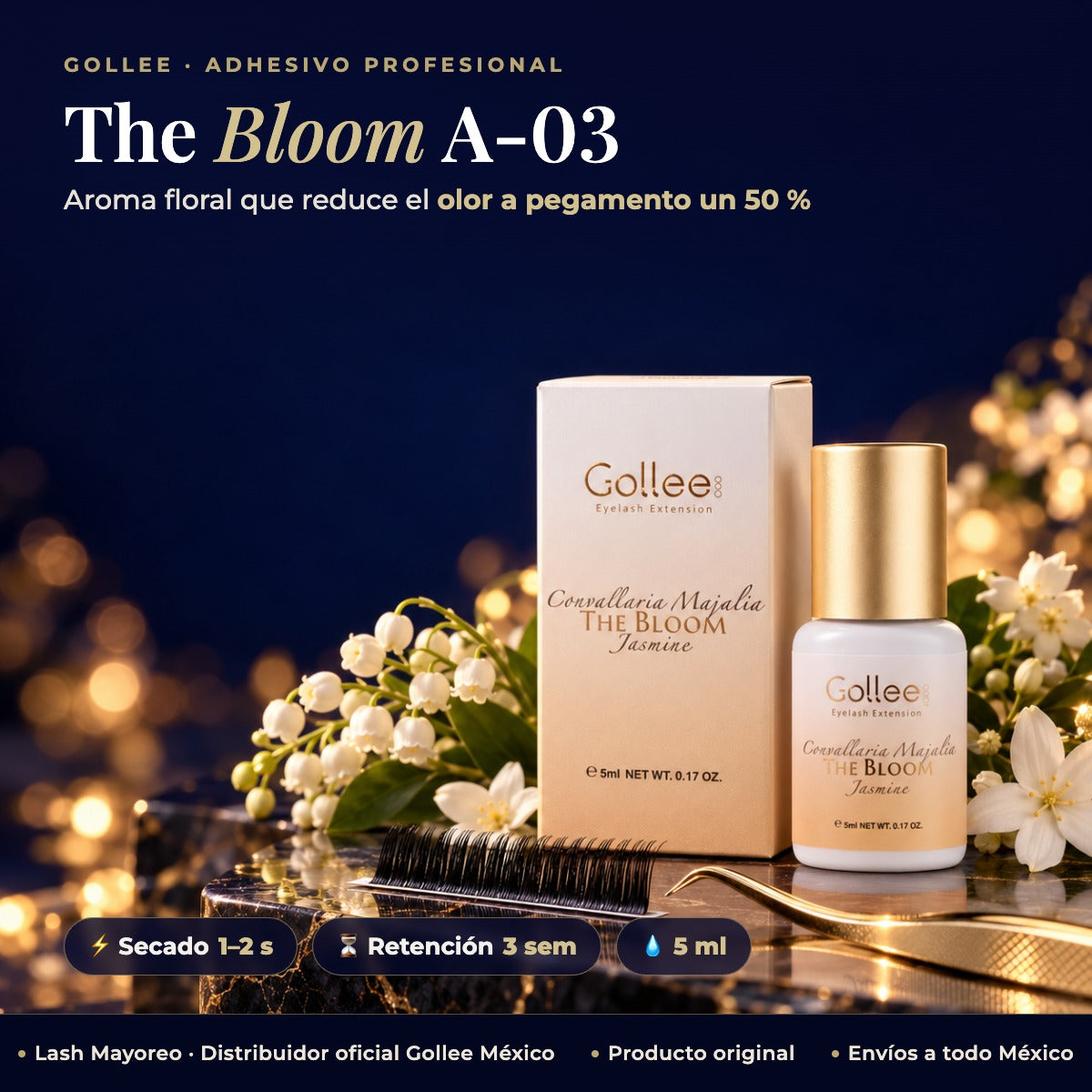 Pegamento para Pestañas Gollee A-03 The Bloom – Aroma Floral — hero | Lash Mayoreo