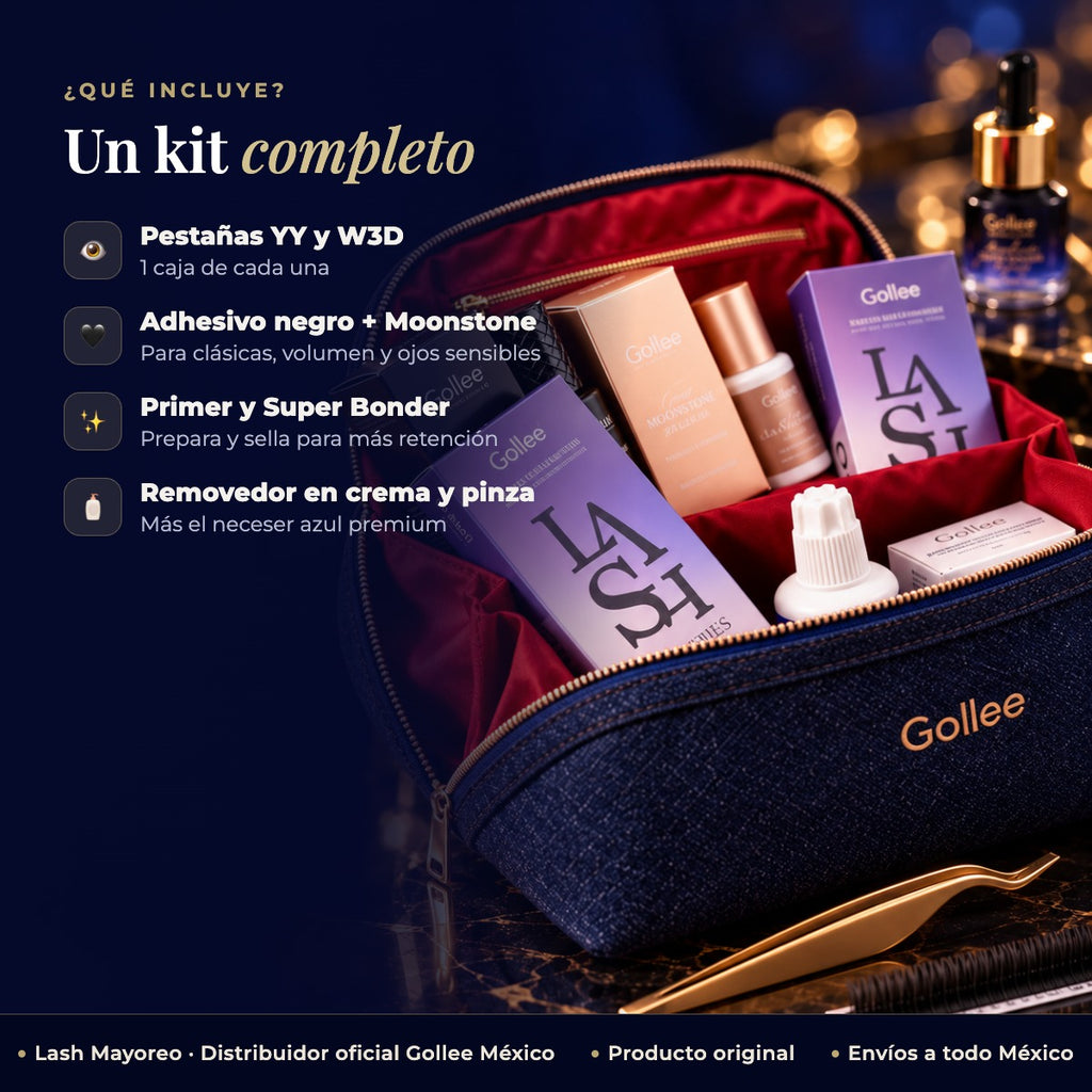Kit Profesional Gollee Extensiones De Pestañas Yy 3d Pinzas — beneficios | Lash Mayoreo