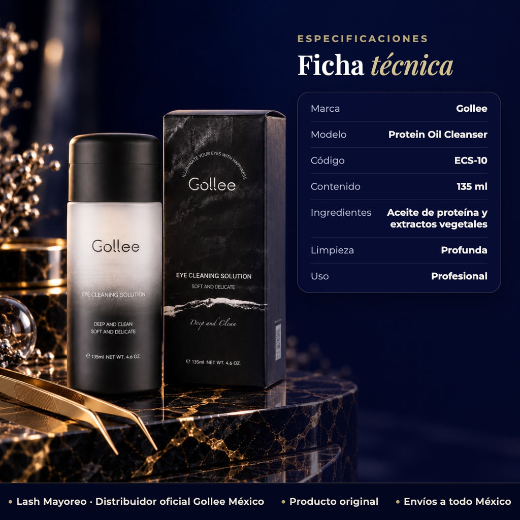 Limpiador Aceite Proteina Extensiones Pestanas Gollee 135ml — ficha | Lash Mayoreo