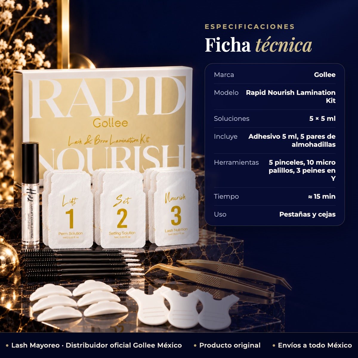 Kit Lifting Tinta De Pestañas Y Ceja Gollee Rapida Fijacion — ficha | Lash Mayoreo
