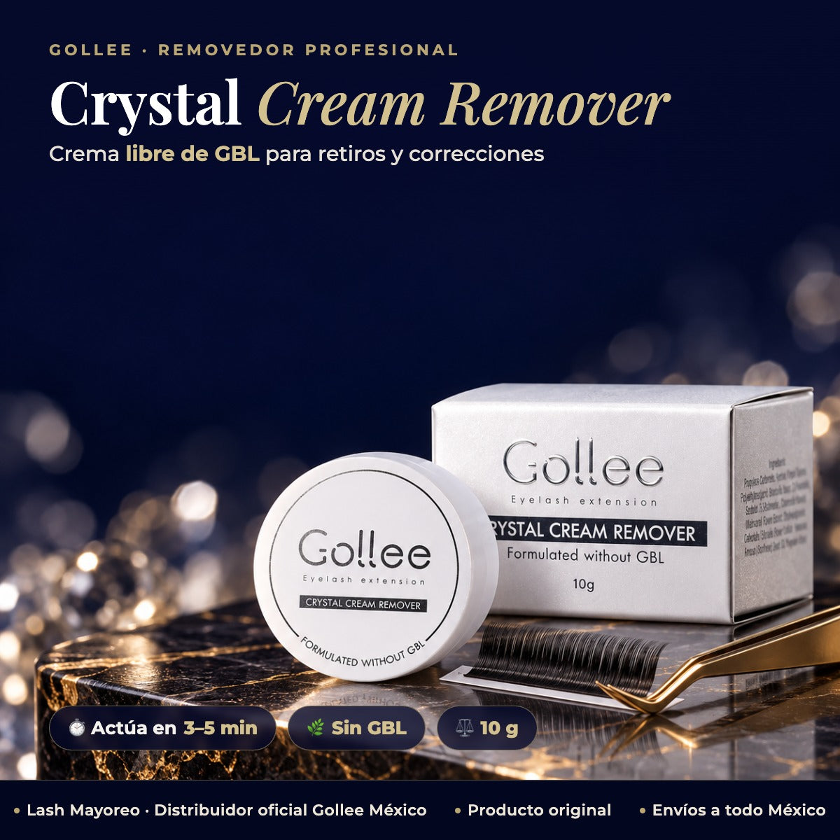 Removedor en Crema para Extensiones de Pestañas Gollee Crystal 10 g — hero | Lash Mayoreo