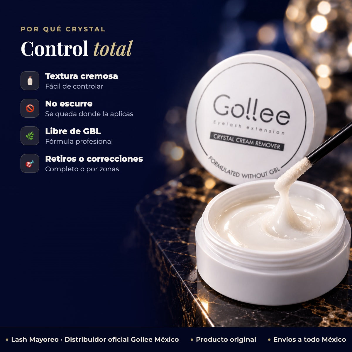 Removedor en Crema para Extensiones de Pestañas Gollee Crystal 10 g — beneficios | Lash Mayoreo