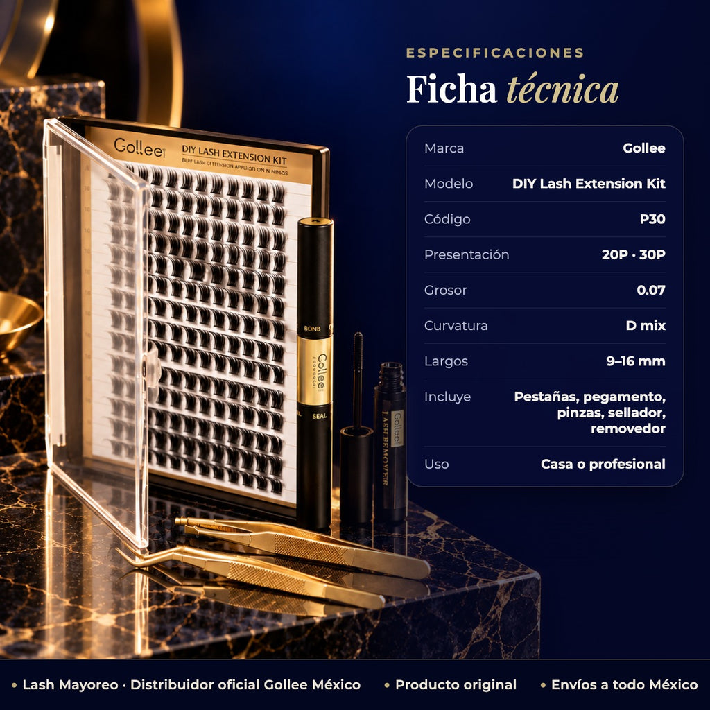 Pestañas Diy Golle Lash Extension Kit — ficha | Lash Mayoreo