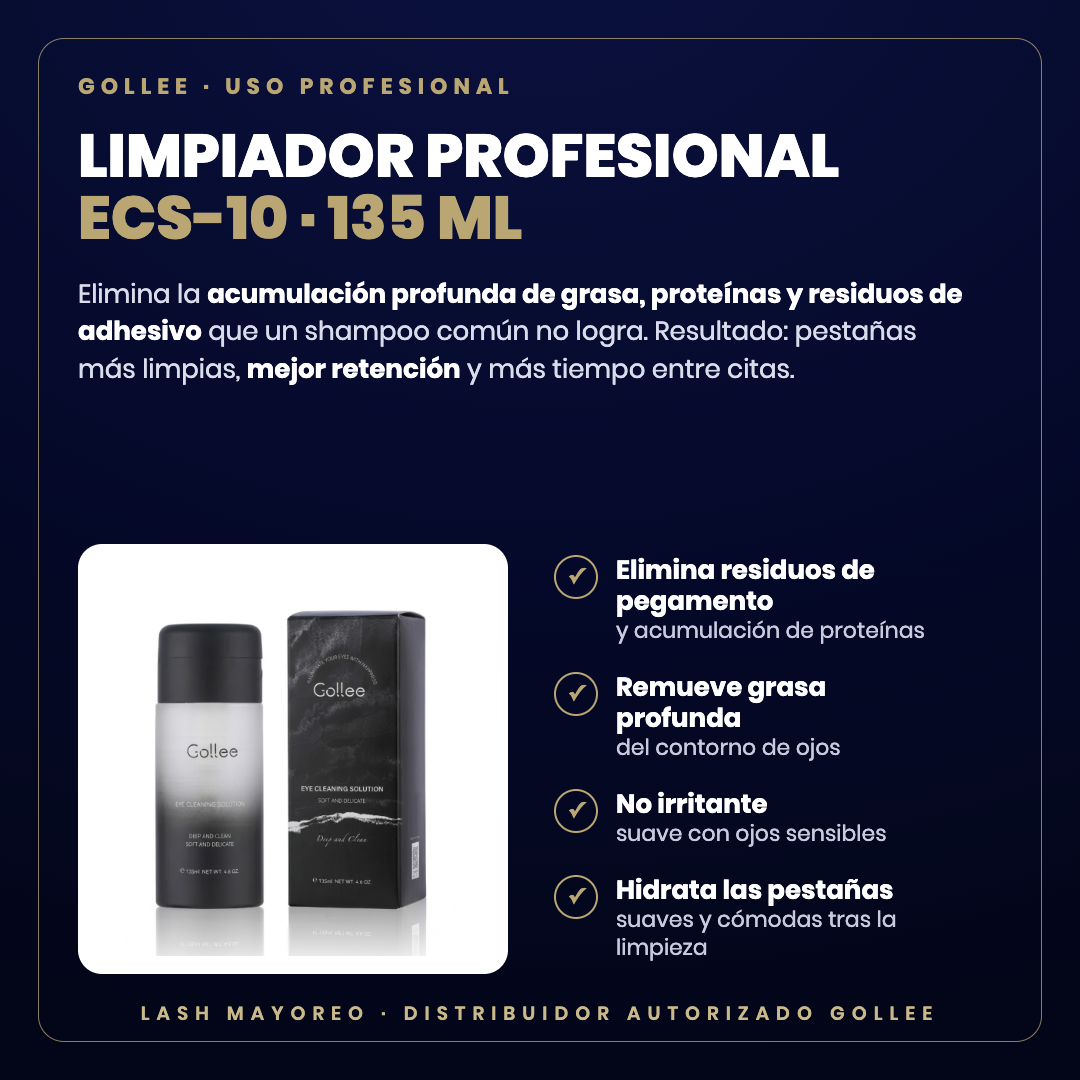 Limpiador profesional ECS-10 135 ml Gollee — descripción y beneficios | Lash Mayoreo