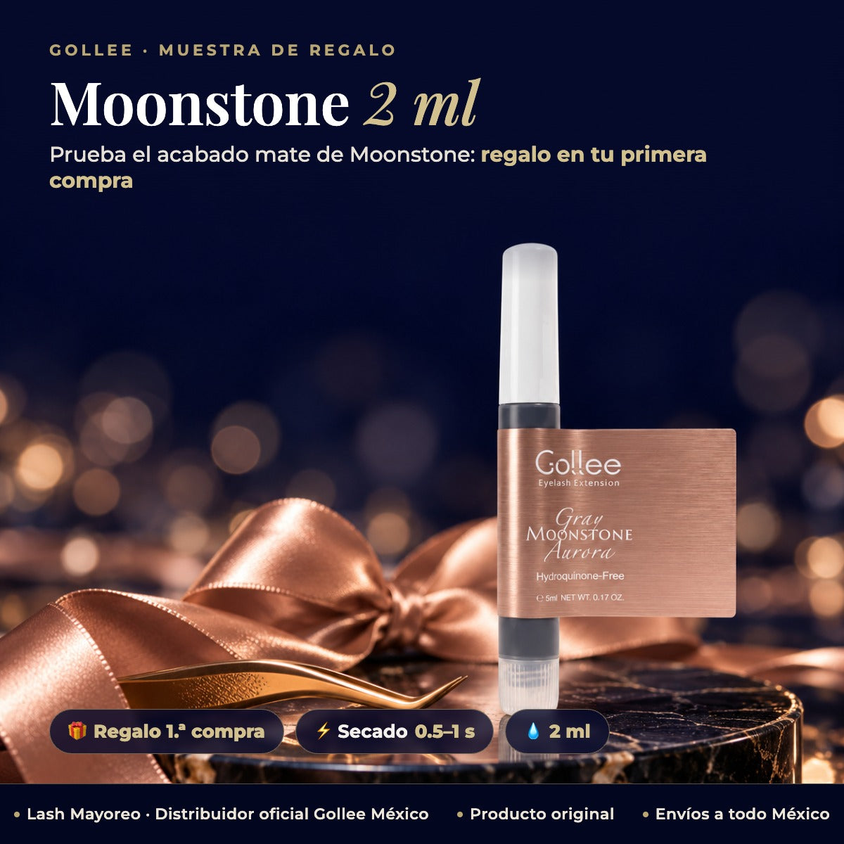 Muestra Adhesivo Moonstone 2 ml Gollee — Principal | Lash Mayoreo