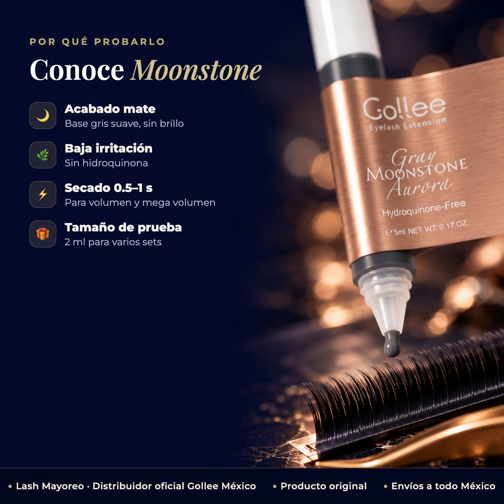 Muestra Adhesivo Moonstone 2 ml Gollee — Beneficios | Lash Mayoreo