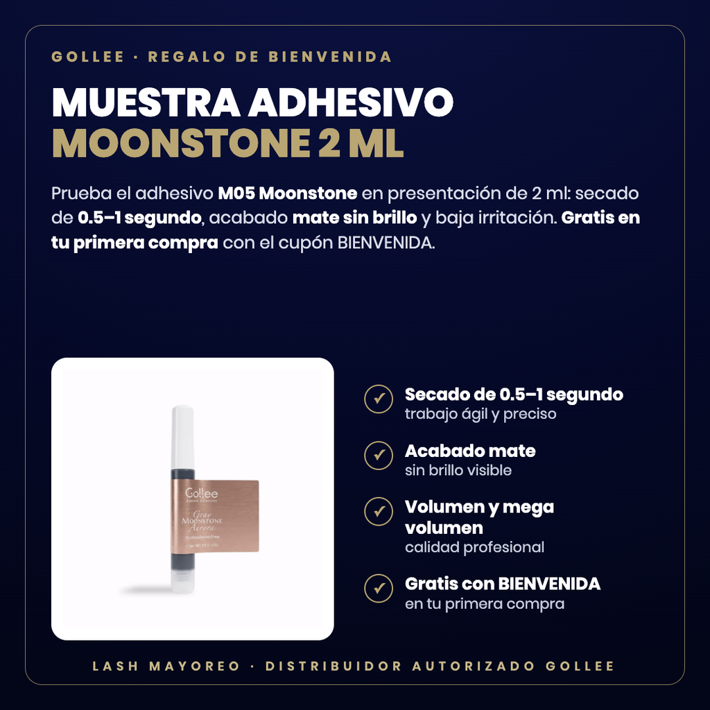 Muestra Adhesivo Moonstone 2 ml Gollee — descripción y beneficios | Lash Mayoreo