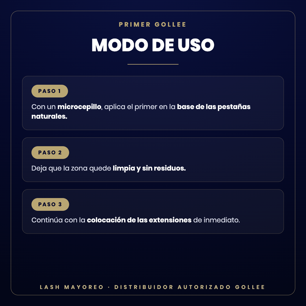 Primer para extensiones Gollee — modo de uso | Lash Mayoreo