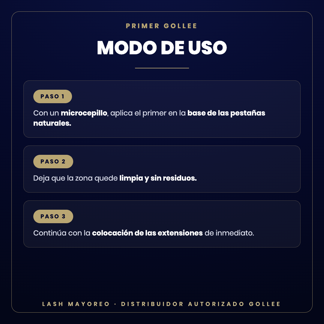 Primer para extensiones Gollee — modo de uso | Lash Mayoreo