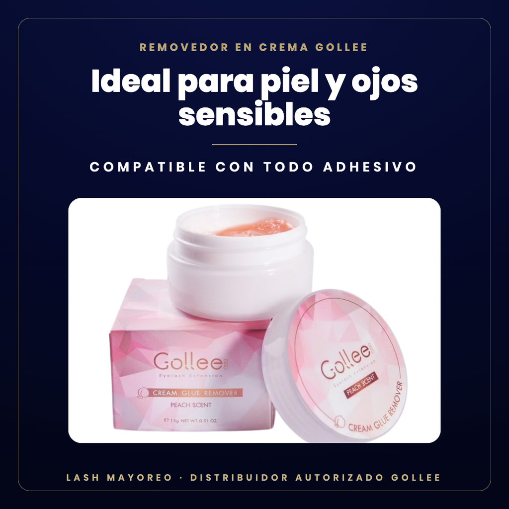 Removedor en crema durazno Gollee — ideal para | Lash Mayoreo