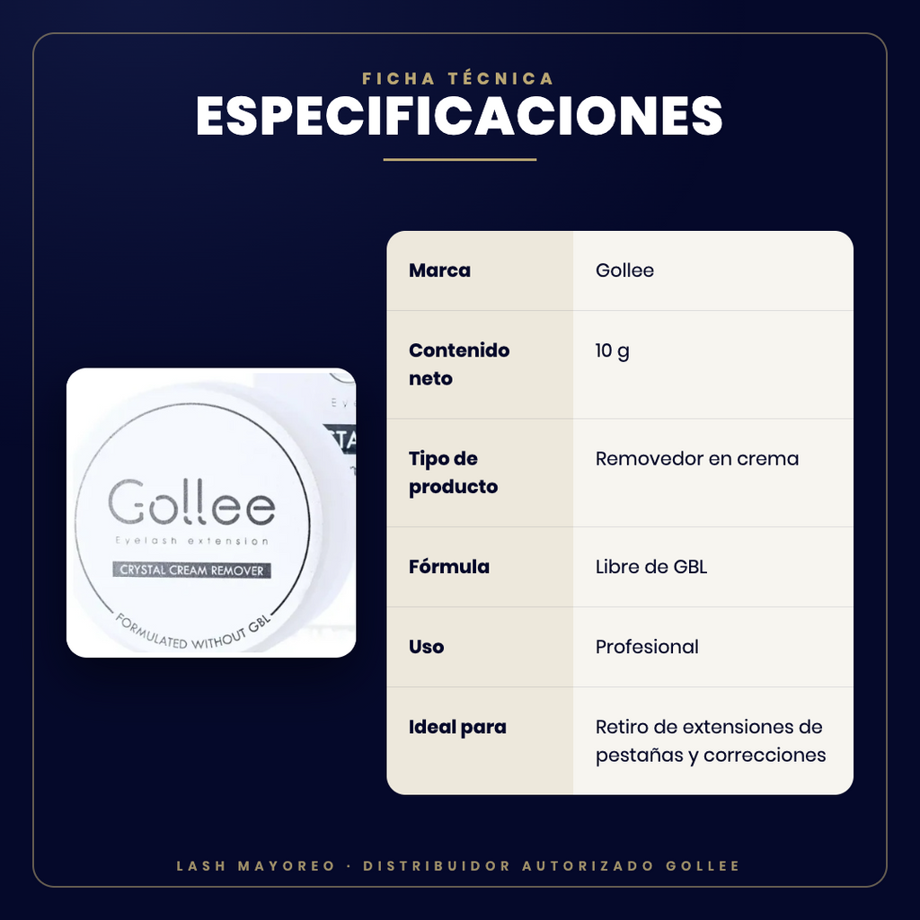 Removedor en Crema para Extensiones de Pestañas Gollee Crystal 10 g
