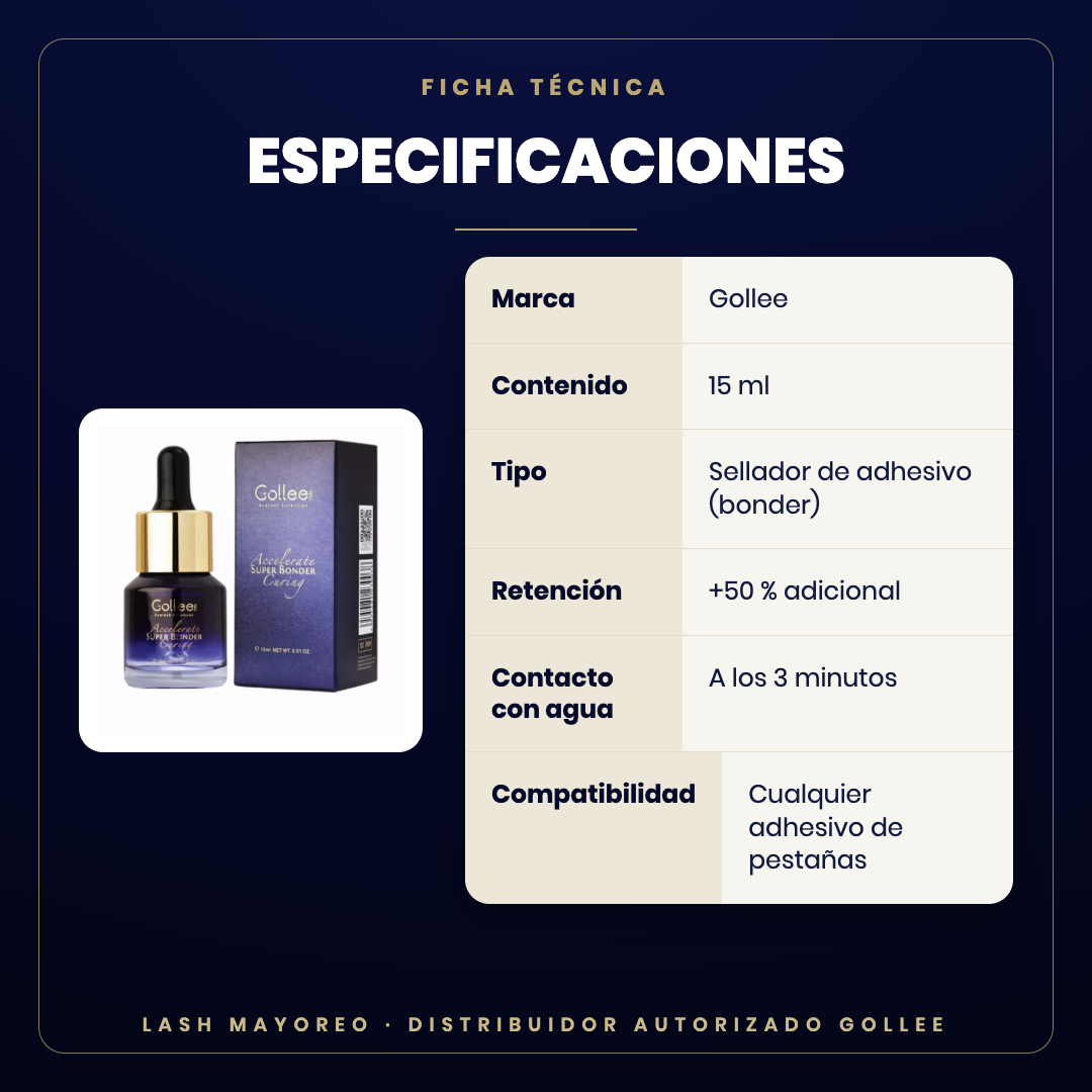 Súper Bonder sellador Gollee — especificaciones | Lash Mayoreo