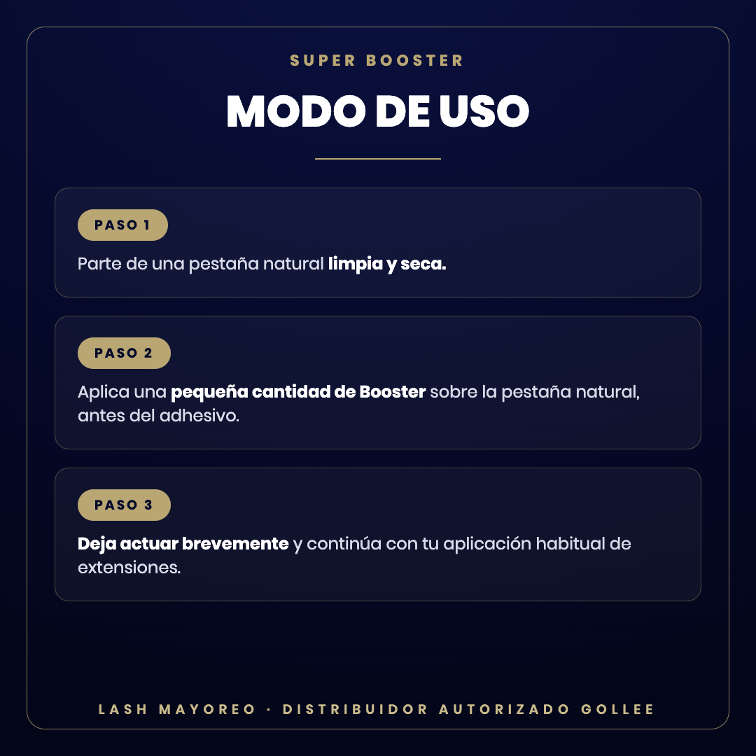 Super Booster acelerador Gollee — modo de uso | Lash Mayoreo